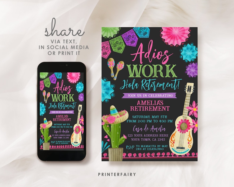 Retirement Fiesta Invitation, Editable Printable, Farewell Party (Digital Item) image 5