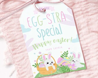 Eggstra Special Easter Printable Tag, Easter Gift Tags, Editable Easter Favor Tag Template, Instant Download