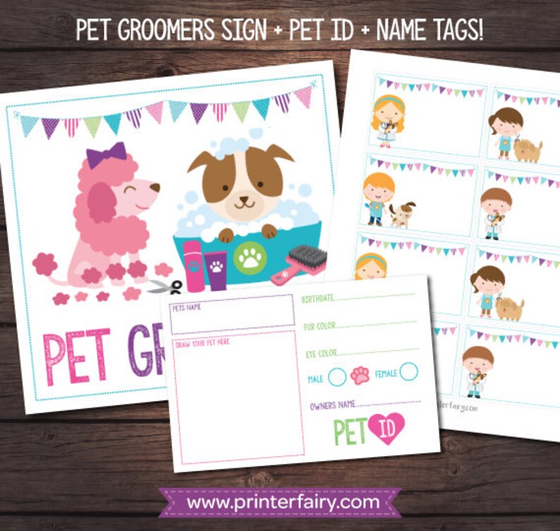 Pet Groomers, Pet Id, Name tags, Pack of 3 printables, Digital files, Instant download image 4