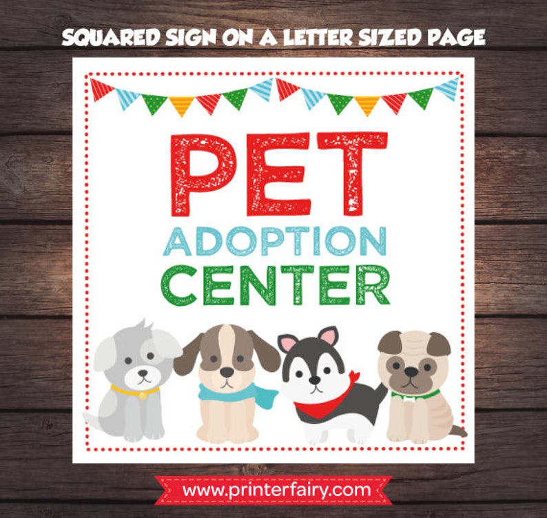 Puppy Birthday Party, Pet Adoption Party Prints, Pet adoption Certificate, Adopt a Pet sign, Digital files, Instant download image 3