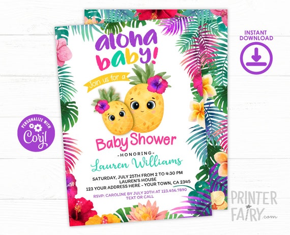 pineapple baby shower invites