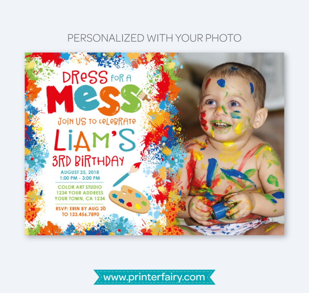 Painting Party Invitation With Photo Art Birthday Party Etsy