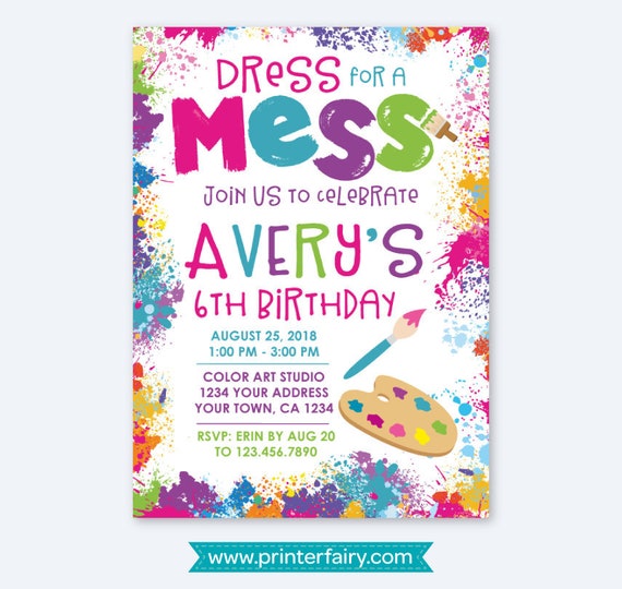 Art Party Invitations Create And Celebrate Art Painting Party Invitation Art Birthday Party Invitation