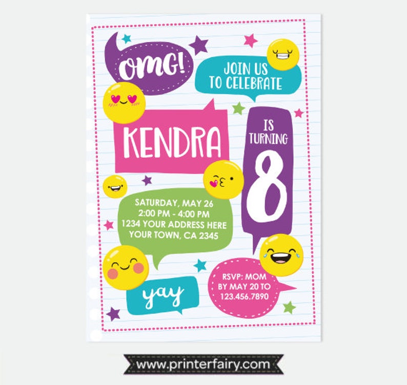 Emoji Birthday Invitation Emoji Birthday Party Emoticon image 0