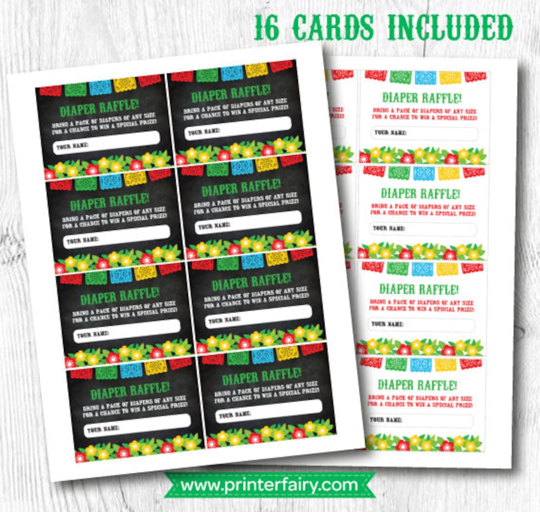 Diaper Raffle Ticket Printable, FIESTA Diaper Raffle Ticket, INSTANT ...