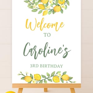 Lemon Welcome Sign, Editable, Citrus Sign, Lemonade Birthday Party, Lemonade Sign, Lemon Welcome Poster, Instant Download