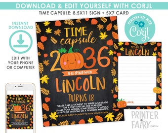 Little Pumpkin Time Capsule, EDITABLE,Pumpkin Patch Birthday Party, Fall First Birthday, Pumpkin Birthday Decorations, INSTANT DOWNLOAD