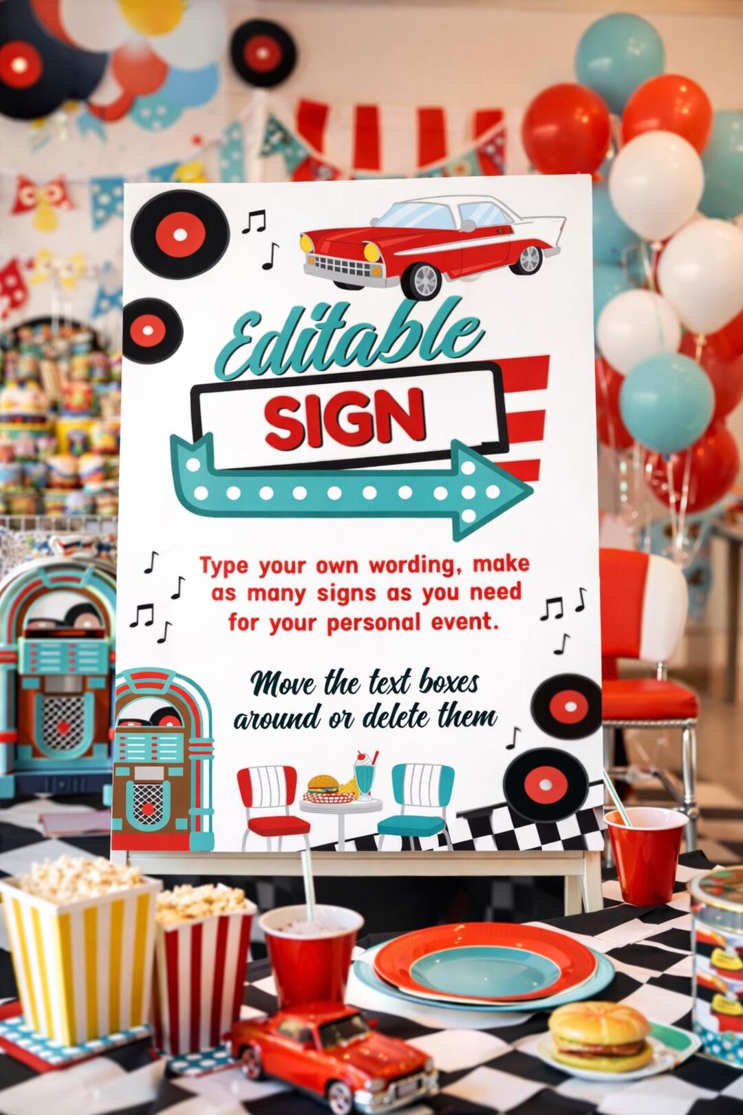 Diner Sign Editable Template, Add Your Own Text, INSTANT DOWNLOAD - Etsy