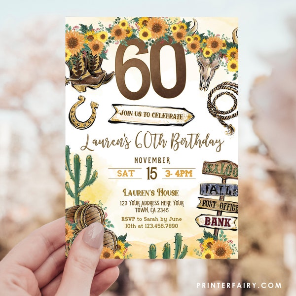 Rodeo 60th Birthday Invitation - Etsy