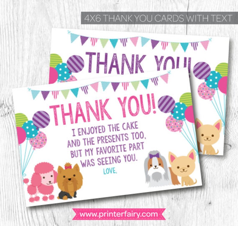 Pet Adoption Party, Puppy thank you cards, Puppy birthday, Dog birthday, Digital files, Instant download image 2
