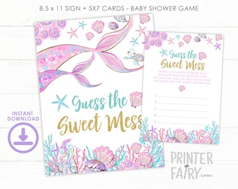 Mermaid Baby Shower Games, Guess the Sweet Mess Game, Girl Baby Shower, Baby Shower Printable Games, INSTANT DOWNLOAD