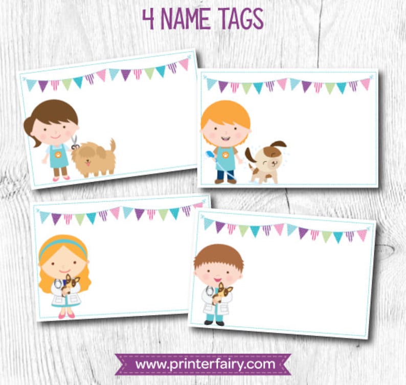 Pet Groomers, Pet Id, Name tags, Pack of 3 printables, Digital files, Instant download image 3
