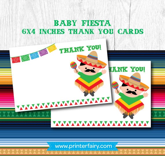 Fiesta Baby Shower, Fiesta Thank You Cards, Mexican Baby Shower, Mexican Fiesta Blank Cards, Printable Cards, Instant Download Il_570xn