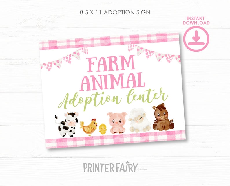 Farm Animals Adoption, Farm Birthday Party, Adopt a Farm Animal, Pet Adoption Party, Barnyard Birthday Games, INSTANT DOWNLOAD image 3