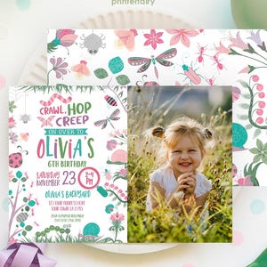 Bugs Invitation, Insects Invitation with photo, EDITABLE, Creepy Crawlers Party, Outdoors Birthday, Digital Invite, Printable Invitation