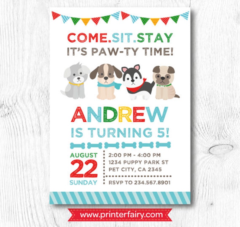 Puppy Invitation, Puppy Birthday Party, Pet adoption party, Puppy Adoption, Dog Invitation, Digital Invitation, 2 Options image 3