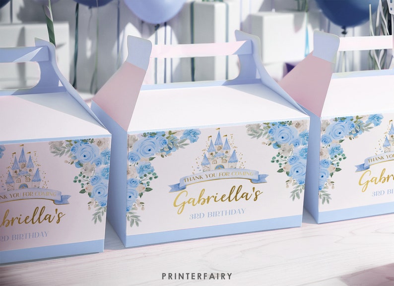 Cinderella Gable Box Label, Princess Party Favors Label, Fairytale