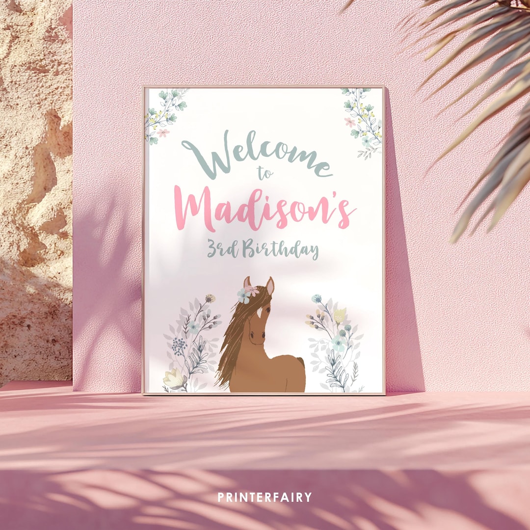 Horse Party Printable Welcome Sign, EDITABLE, Pony Birthday, Cowgirl ...