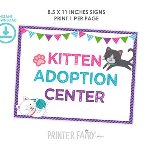 Kitty Cat Birthday party, Kitten adoption birthday, Kitty adoption station prints, Digital files, Instant download image 3