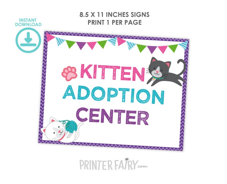 Kitty Cat Birthday party, Kitten adoption birthday, Kitty adoption station prints, Digital files, Instant download image 3