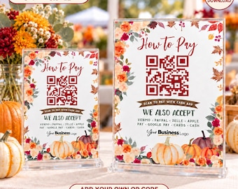 QR Code Payment Sign Editable Template (Instant Download)