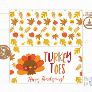 Turkey Toes Label, Candy Corn Treat Bag Label, EDITABLE Little Turkey Label, Thanksgiving Favor, Thanksgiving Topper, Instant Download image 2