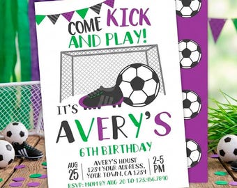 Invitación de cumpleaños de fútbol editable, fiesta deportiva (descarga instantánea)