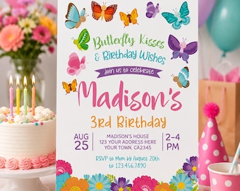 Butterfly Birthday Invitation, Editable Garden Party Invite (Instant Download)