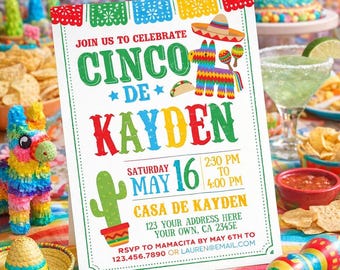 Fiesta Birthday Invitation Editable Template, Cinco de Mayo Birthday Party INSTANT DOWNLOAD