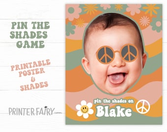 Hippie Pin The Shades game, Groovy Birthday Party, Hippie Party Decorations, Party Game, Pin the Tail, DIGITAL Personalized Poster