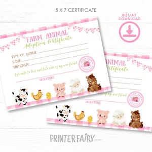 Farm Animals Adoption, Farm Birthday Party, Adopt a Farm Animal, Pet Adoption Party, Barnyard Birthday Games, INSTANT DOWNLOAD image 4