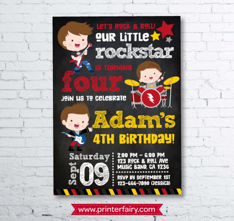 Rockstar Invitation Rockstar Invitation Boy Guitar Etsy