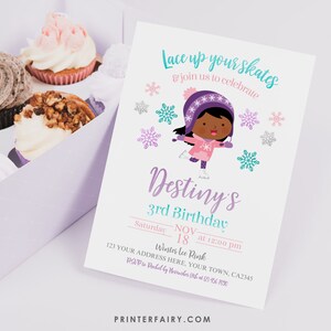 Ice Skating Birthday Invitation, EDITABLE Template, Ice Skating Birthday Party, Winter Wonderland Invitation INSTANT DOWNLOAD icst6