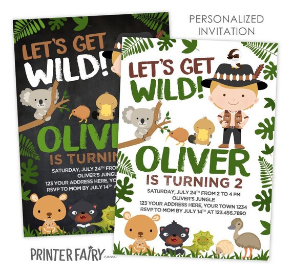 Safari Birthday Invitation, Australian Invitation, Safari Birthday Party, Jungle Birthday Invitation, PERSONALIZED Invitation Il_570xn