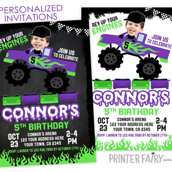 Monster Truck Geburtstagseinladung mit Foto, Truck Birthday Party, Boy Birthday Einladung, Racing Car Birthday, PERSONALIZED Einladung