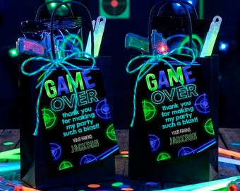 Laser Tag Birthday Party Favor Tags Editable Template, Instant Download