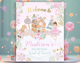 Nutcracker Winter Candyland Welcome Sign - Fully Editable Digital Design - Download Instantly