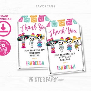 Jour des morts Favor Tags, Dia de los muertos Merci Tags, Dia de los muertos décorations, étiquette cadeau, Téléchargement instantané