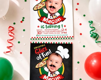 Pizza Party Custom Birthday Invitation with Photo for Any Age (Digital Download)