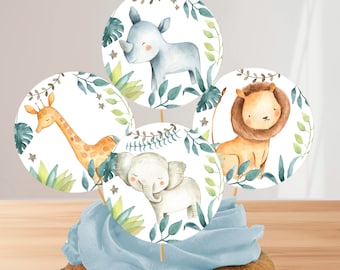 Safari druckbare Topper bündeln, Wild One Geburtstag Partydekoration, Dschungel-Party Instant Download