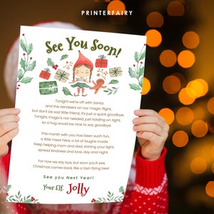 See You Soon! Elf Goodbye Letter, Letter for Christmas Party, Farewell Shelf Elf on kit, Xmas games, Printable, Editable in Corjl.