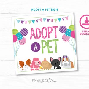 Pet Adoption Party, Puppy adoption party, Puppy birthday, Digital files, 4 prints, Instant download image 2