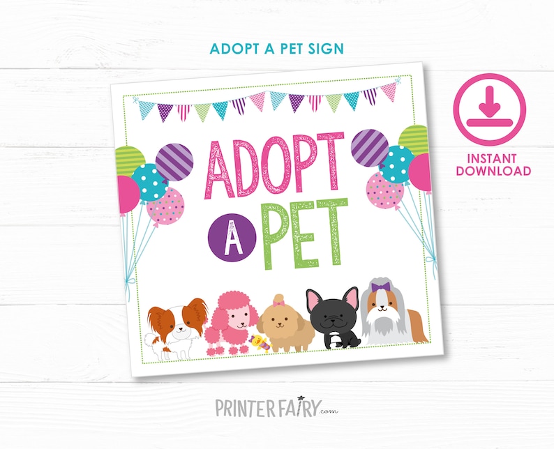 Pet Adoption Party, Puppy adoption party, Puppy birthday, Digital files, 4 prints, Instant download image 2