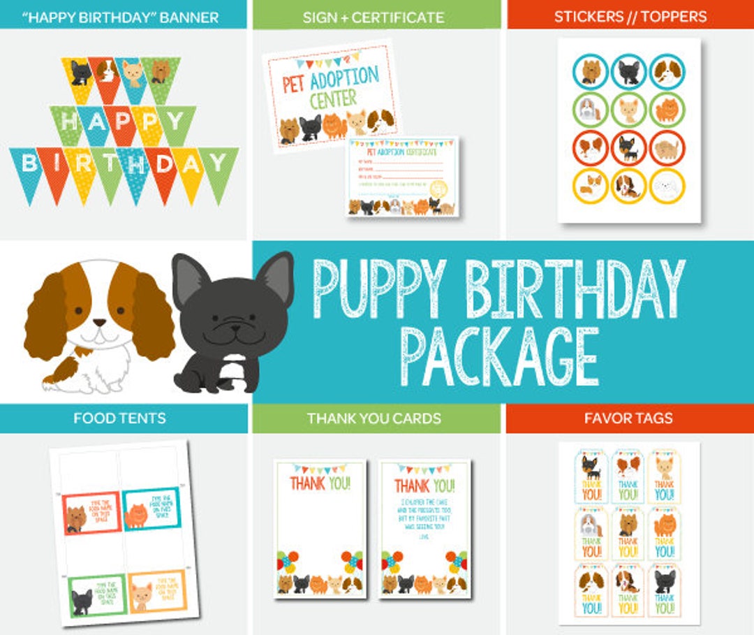 Puppy Adoption Birthday Party Package, 7 Printables (digital Download ...