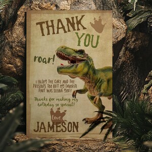 恐竜サンキューカード、編集可能、Trex サンキューカード、T-rex 誕生日、恐竜パーティー、Trex サンキューノート、即時ダウンロード
