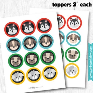 Puppy Birthday Party, Puppy printable toppers, Dog Birthday party, Digital files, Instant download image 1