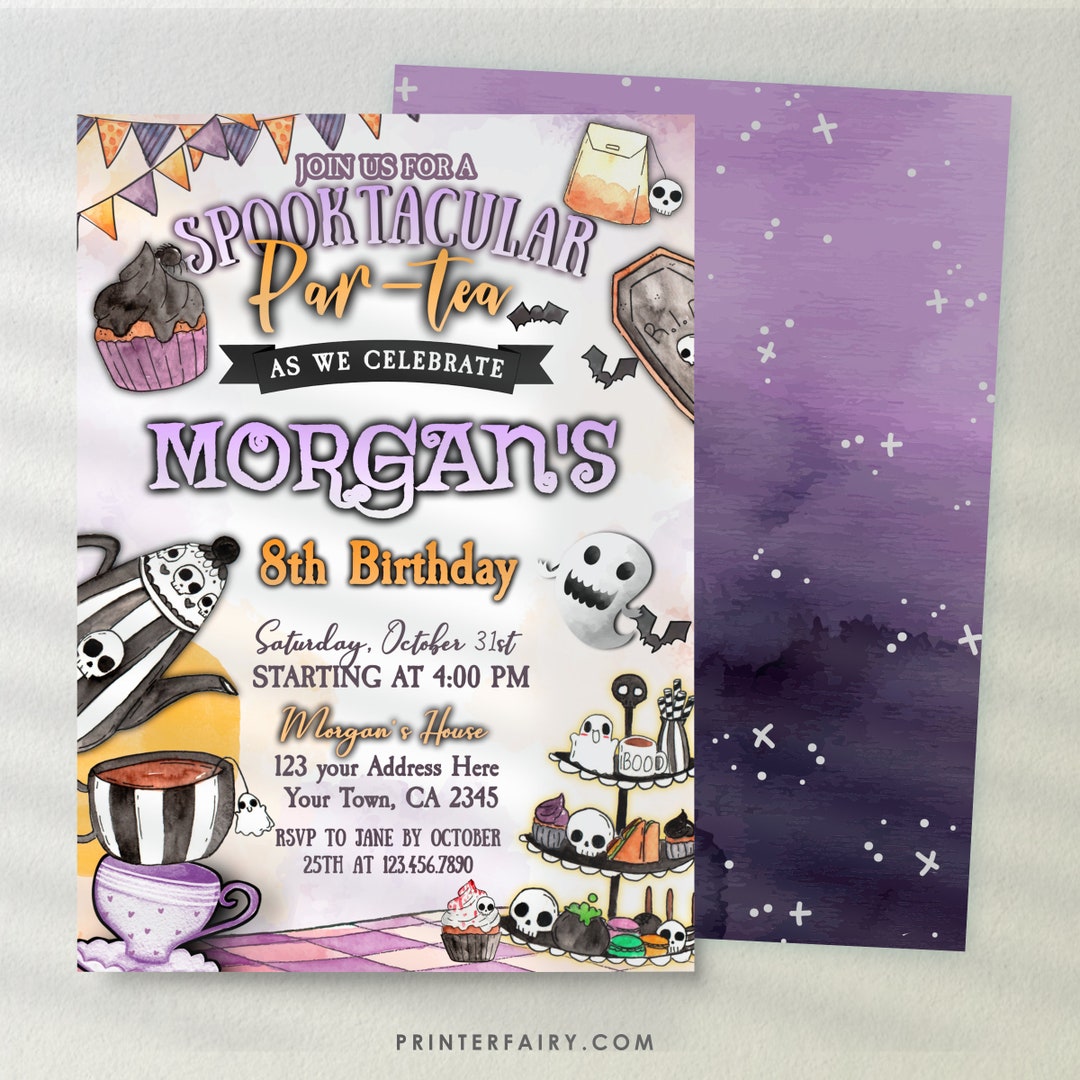 Editable Halloween Tea Party Invitation Spooktacular Birthday Party ...