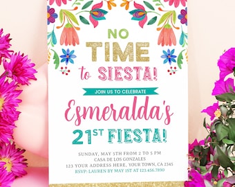 Mexican Floral Fiesta 21st Birthday Invitation (Editable Digital Item)