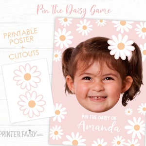 Pin The Daisy Spiel, Daisy Geburtstagsparty, Daisy Partydekorationen, Gesellschaftsspiel, Pin the Tail, personalisiertes DIGITALES Poster
