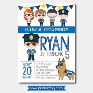 Cops and robbers Invitation, Police Birthday Invitation, Police Birthday Party, DIGITAL, 2 Options image 2